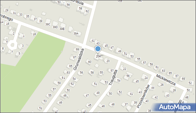 Lędziny, Mickiewicza Adama, 20A, mapa Lędziny