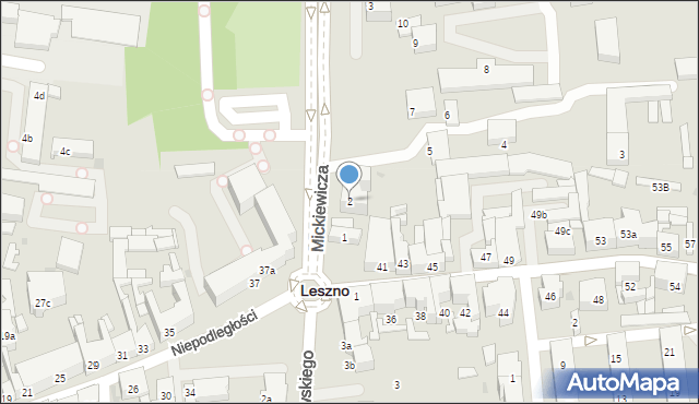 Leszno, Mickiewicza Adama, 2, mapa Leszno