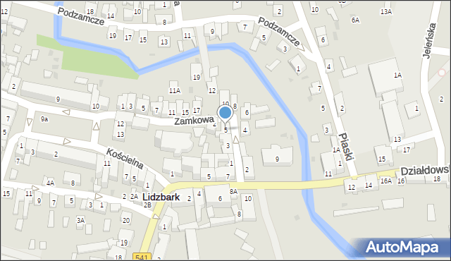 Lidzbark, Mickiewicza Adama, 5, mapa Lidzbark