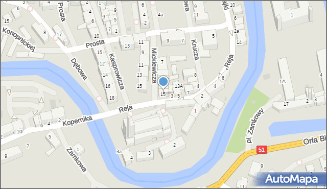 Lidzbark Warmiński, Mickiewicza Adama, 15, mapa Lidzbark Warmiński