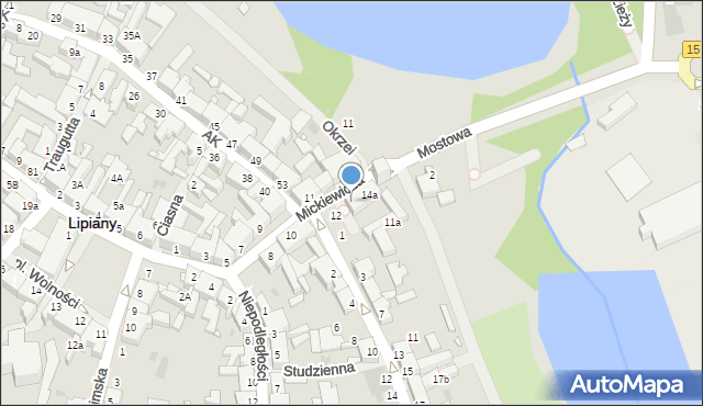Lipiany, Mickiewicza Adama, 14, mapa Lipiany