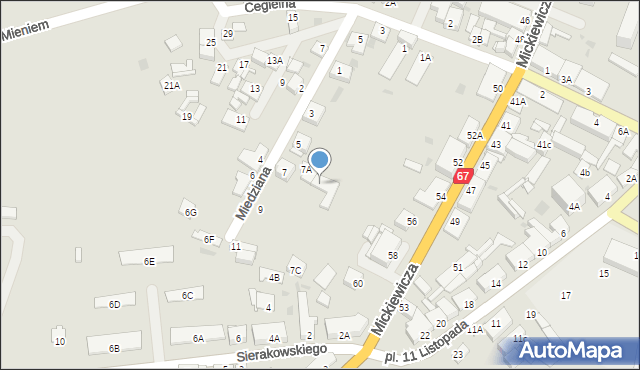 Lipno, Miedziana, 7B, mapa Lipno