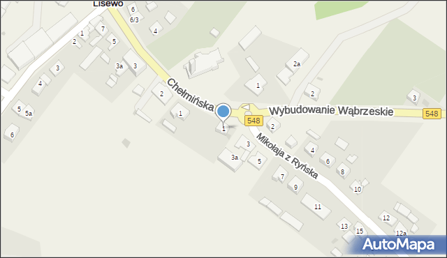 Lisewo, Mikołaja z Ryńska, 1, mapa Lisewo