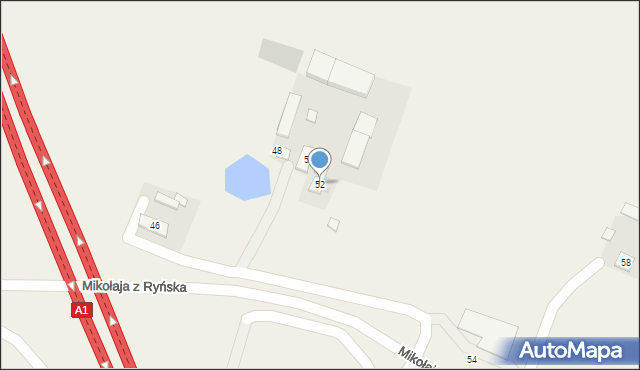 Lisewo, Mikołaja z Ryńska, 52, mapa Lisewo