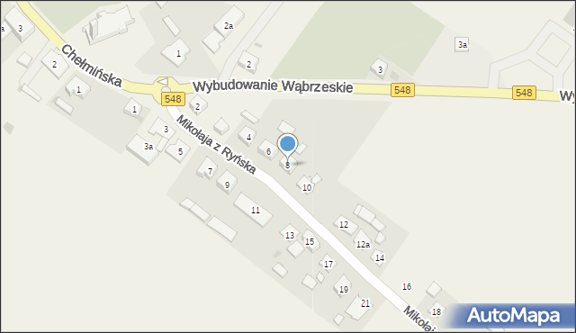 Lisewo, Mikołaja z Ryńska, 8, mapa Lisewo