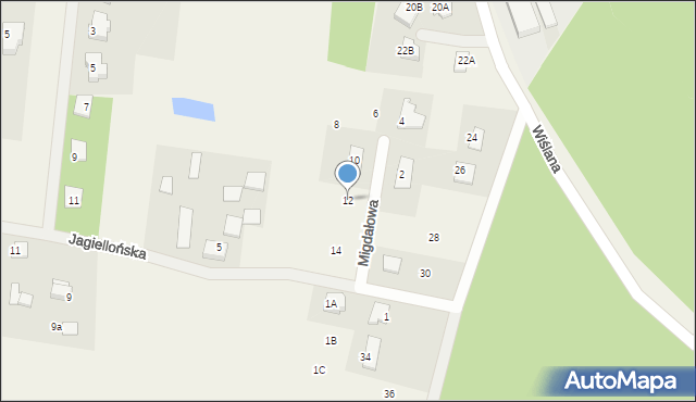 Liszyno, Migdałowa, 12, mapa Liszyno
