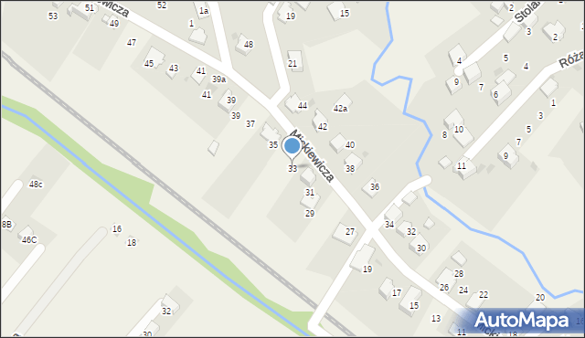 Łodygowice, Mickiewicza Adama, 33, mapa Łodygowice