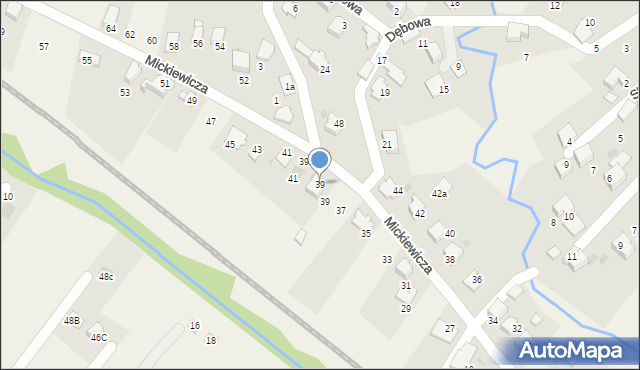 Łodygowice, Mickiewicza Adama, 39, mapa Łodygowice