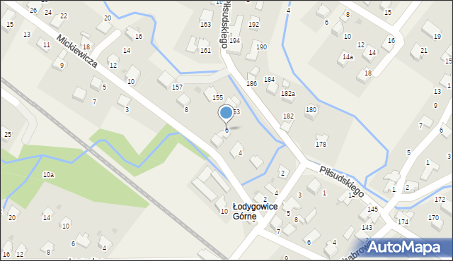 Łodygowice, Mickiewicza Adama, 6, mapa Łodygowice