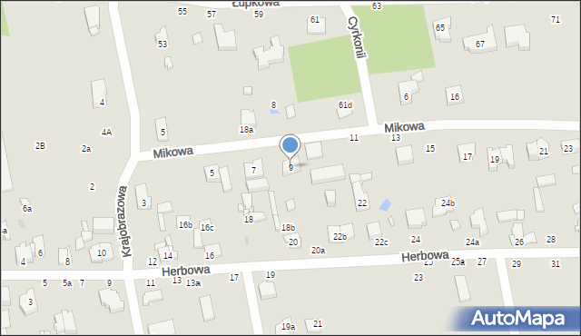 Łódź, Mikowa, 9, mapa Łodzi