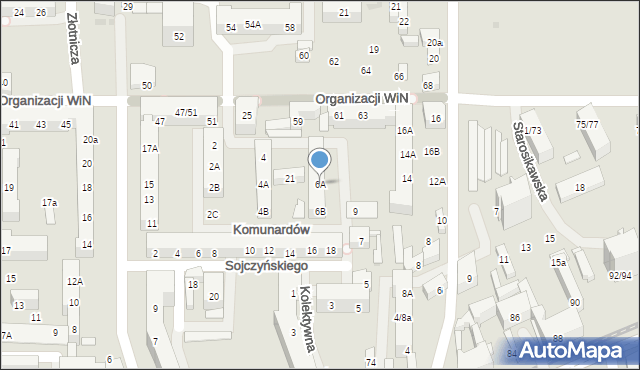 Łódź, Mianowskiego Józefa, 6A, mapa Łodzi