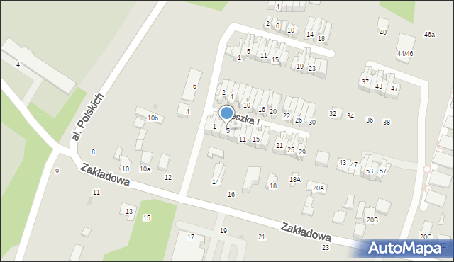 Łódź, Mieszka I, 5, mapa Łodzi