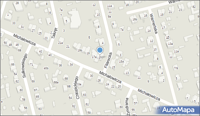 Łódź, Michałowicza Jerzego, 17, mapa Łodzi