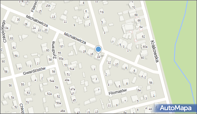 Łódź, Michałowicza Jerzego, 14, mapa Łodzi