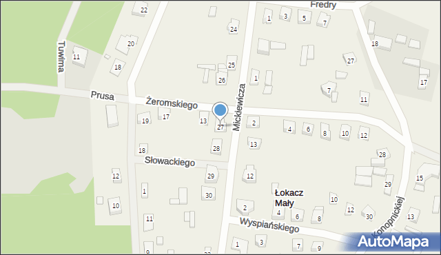 Łokacz Mały, Mickiewicza Adama, 27, mapa Łokacz Mały