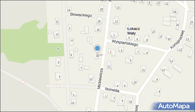 Łokacz Mały, Mickiewicza Adama, 32, mapa Łokacz Mały