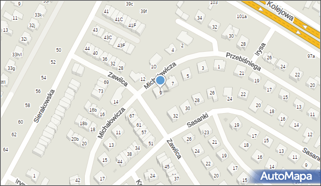 Łomianki, Michałowicza Mieczysława, prof., 9, mapa Łomianki