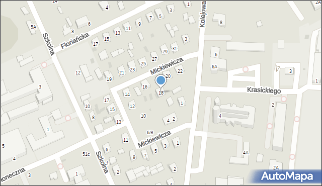 Łosice, Mickiewicza Adama, 18, mapa Łosice