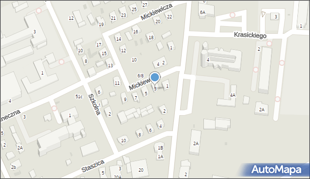 Łosice, Mickiewicza Adama, 3, mapa Łosice