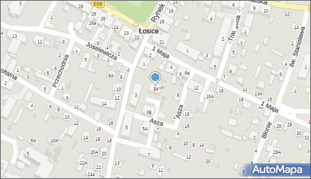 Łosice, Międzyrzecka, 3A, mapa Łosice