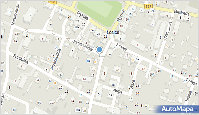 Łosice, Międzyrzecka, 4, mapa Łosice