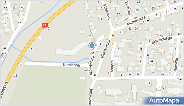 Łowicz, Mickiewicza Adama, 38a, mapa Łowicza