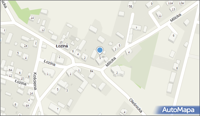 Łozina, Milicka, 1, mapa Łozina