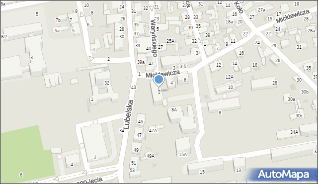 Lubartów, Mickiewicza Adama, 2, mapa Lubartów