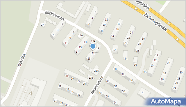 Lubin, Mickiewicza Adama, 21, mapa Lubin