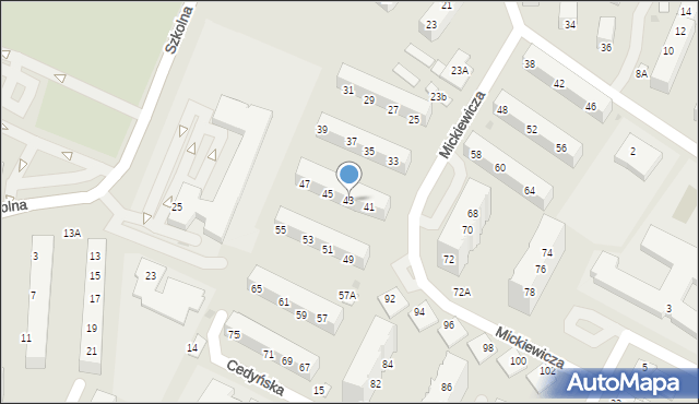 Lubin, Mickiewicza Adama, 43, mapa Lubin