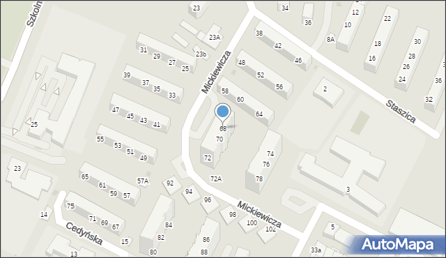 Lubin, Mickiewicza Adama, 68, mapa Lubin