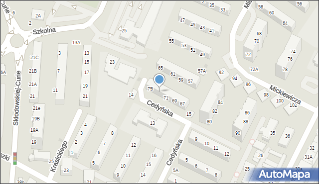 Lubin, Mickiewicza Adama, 73, mapa Lubin