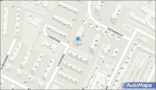 Lubin, Mickiewicza Adama, 80, mapa Lubin