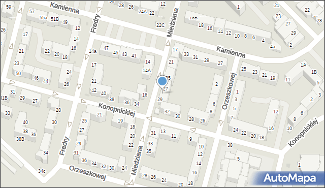 Lubin, Miedziana, 27a, mapa Lubin