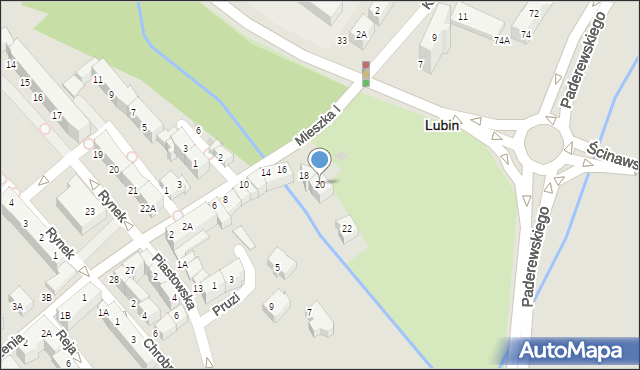 Lubin, Mieszka I, 20, mapa Lubin