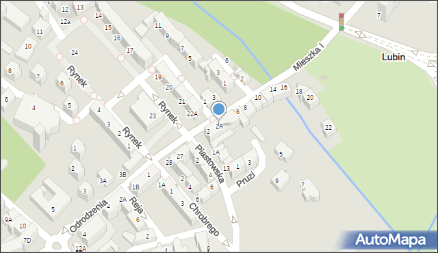 Lubin, Mieszka I, 2A, mapa Lubin