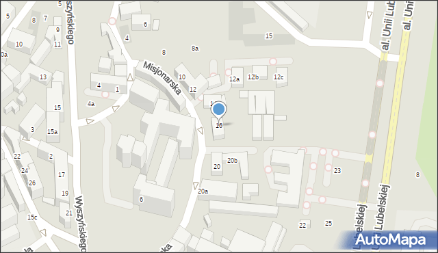 Lublin, Misjonarska, 16, mapa Lublina