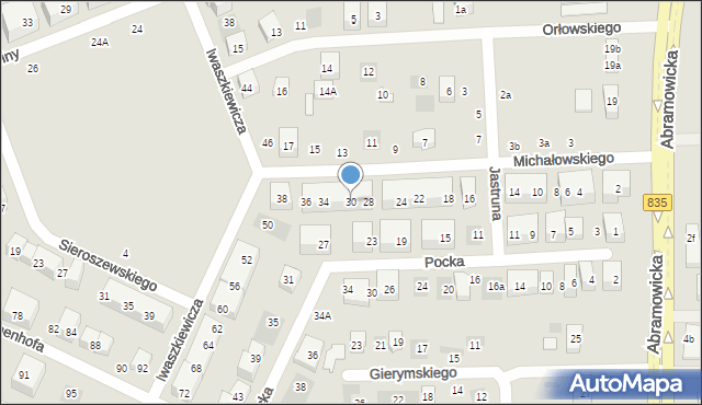 Lublin, Michałowskiego Piotra, 30, mapa Lublina