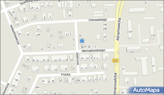 Lublin, Michałowskiego Piotra, 3b, mapa Lublina