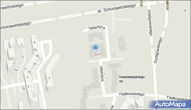 Lublin, Milenijna, 12, mapa Lublina
