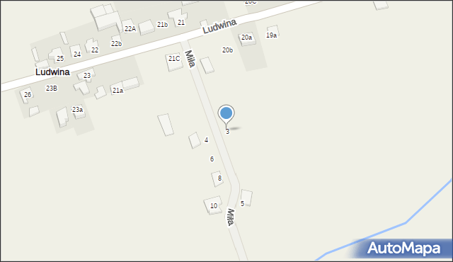 Ludwina, Miła, 3, mapa Ludwina