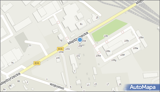 Łuków, Międzyrzecka, 104, mapa Łuków