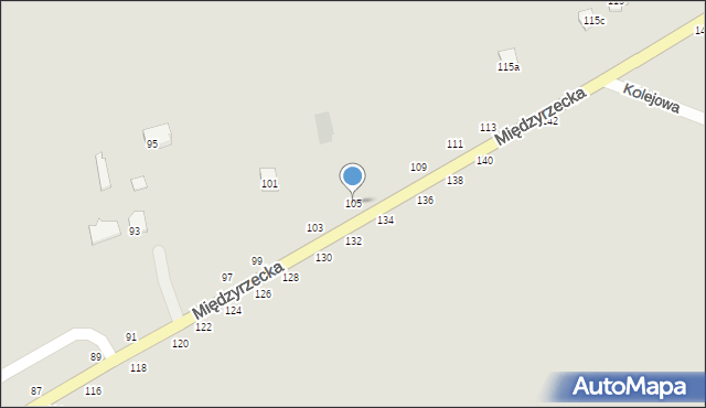 Łuków, Międzyrzecka, 105, mapa Łuków