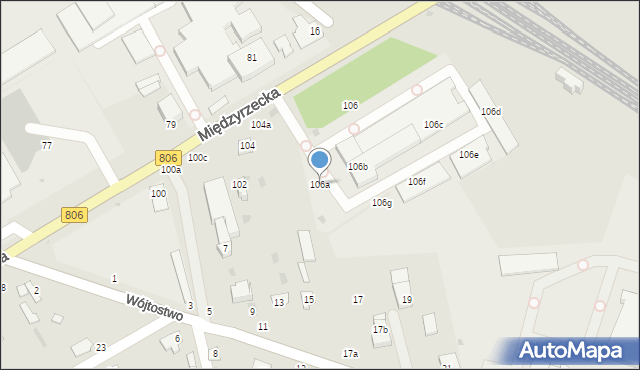 Łuków, Międzyrzecka, 106a, mapa Łuków