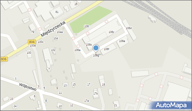 Łuków, Międzyrzecka, 106g, mapa Łuków