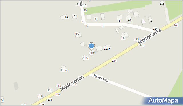 Łuków, Międzyrzecka, 115, mapa Łuków
