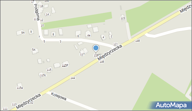 Łuków, Międzyrzecka, 119, mapa Łuków