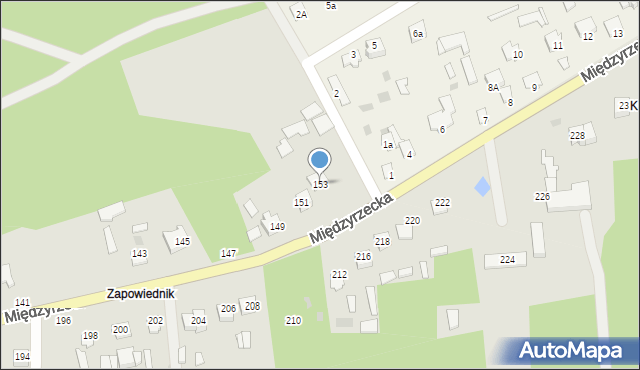 Łuków, Międzyrzecka, 153, mapa Łuków