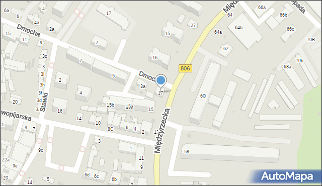 Łuków, Międzyrzecka, 17, mapa Łuków