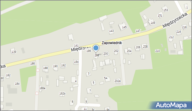 Łuków, Międzyrzecka, 198A, mapa Łuków